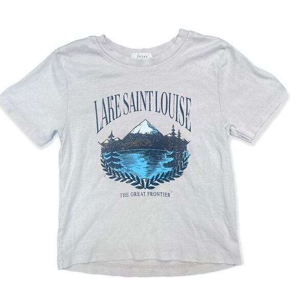 URBAN NATION LAKE SAINT LOUISE VINTAGE LOOK CROPPED SUMMER GRAPHIC TEE M NWOT - Picture 1 of 10